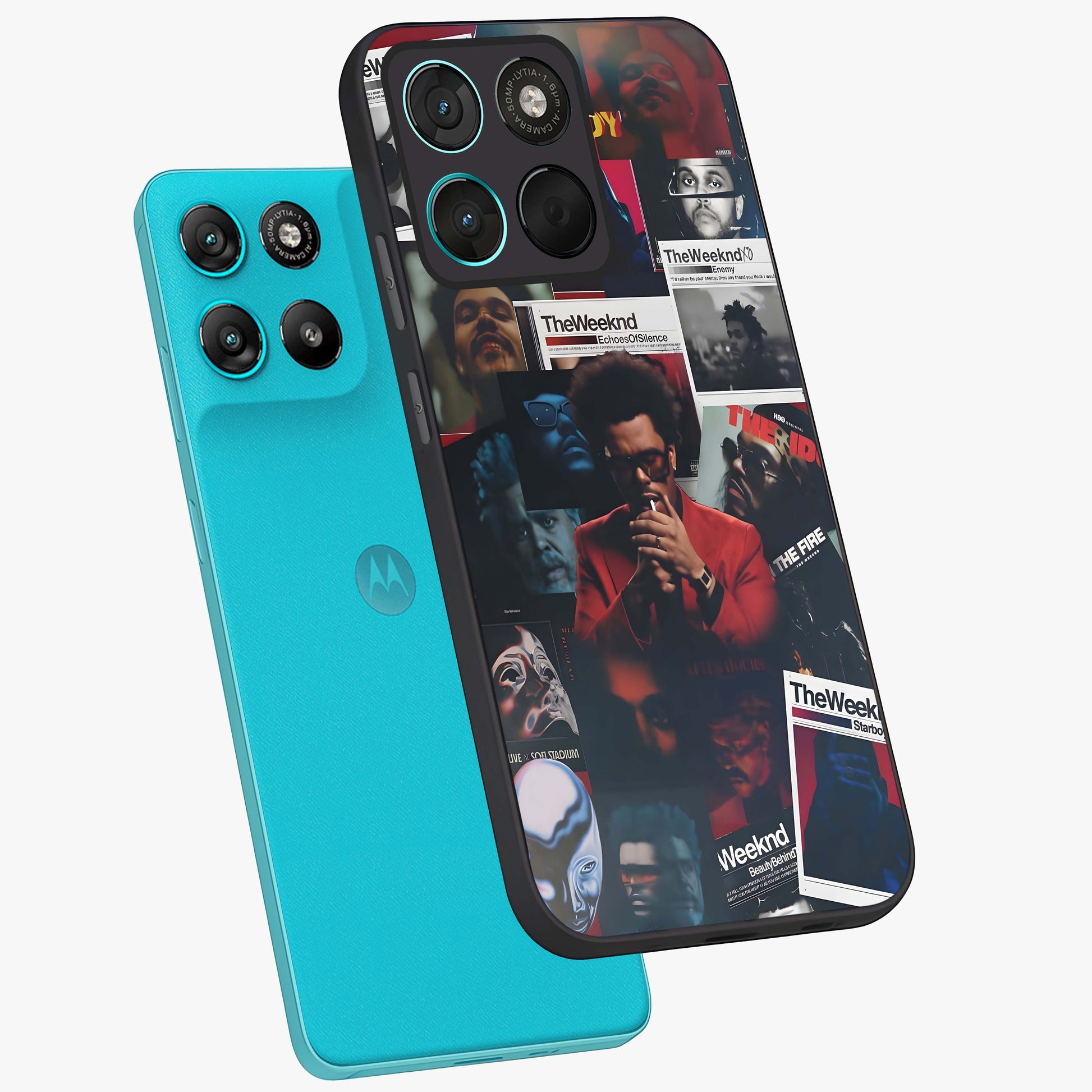 The Weeknd Glass Case displayed in angled mockup highlighting stylish pop culture inspired design with modern aesthetic.