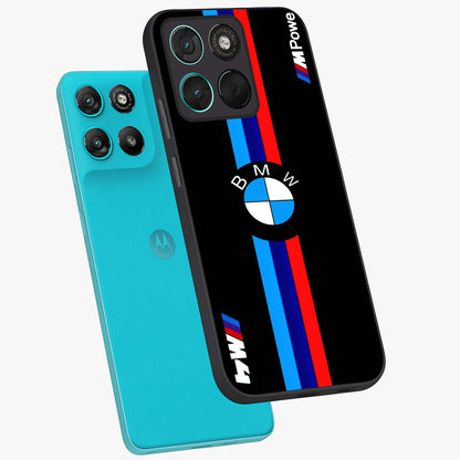 Turbo BMW Beast Glass Case displayed in angled mockup highlighting sleek racing car design with bold automotive aesthetic.