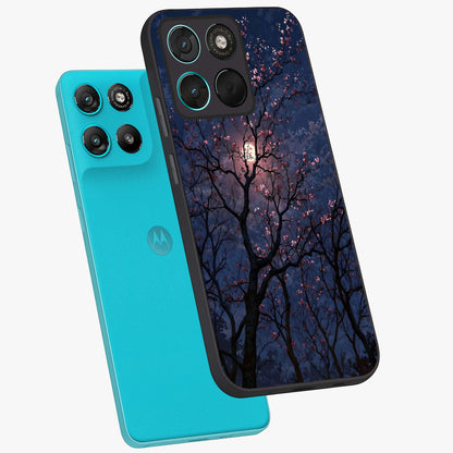 Twilight Sakura Serenade Glass Case displayed in angled mockup highlighting delicate sakura flower design with dreamy aesthetic.