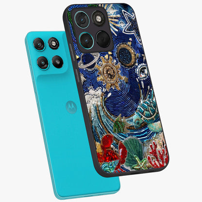 Universe Underwater Spark Glass Case displayed in angled mockup highlighting glowing aquatic design with celestial aesthetic.