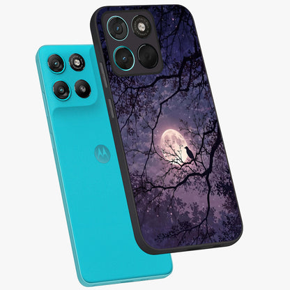 Whispering Moon Silence Glass Case displayed in angled mockup highlighting calm lunar design with dreamy night aesthetic.