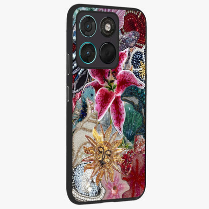 Beaded Garden Fantasy Glass Case upright view showcasing whimsical garden aesthetic with artistic bead details.