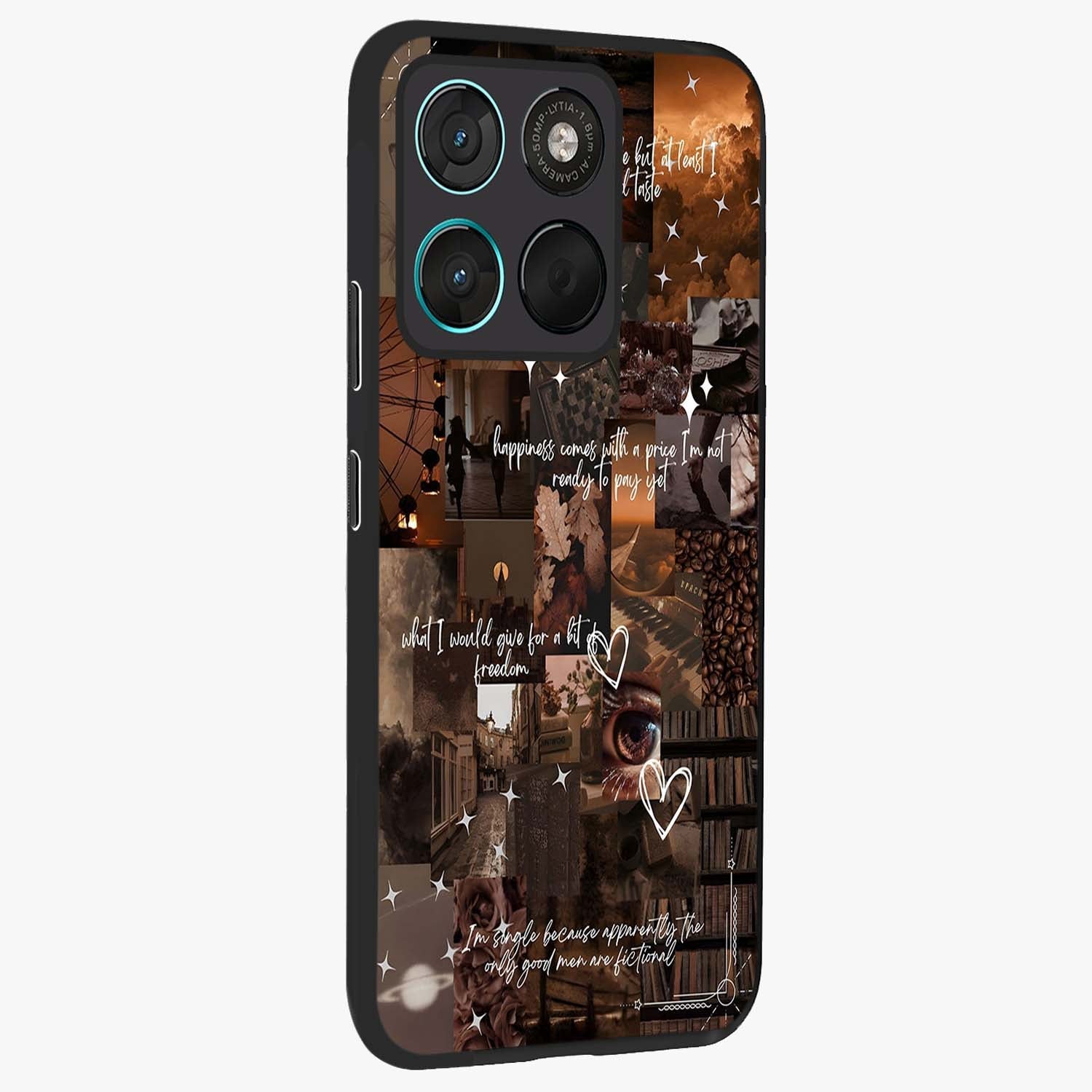 Bittersweet Aesthetic Chaos Glass Case upright view showcasing bold artistic chaos design with modern aesthetic style.
