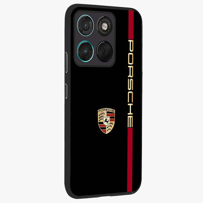 Black Minimal Porsche Glass Case upright view showcasing stylish automotive artwork with bold minimal theme.