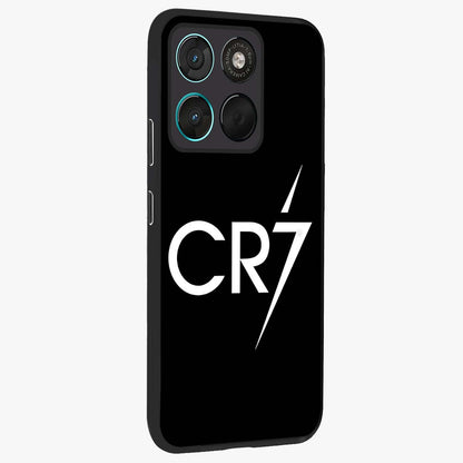Cr7 Elite Strike Glass Case upright view showcasing energetic football inspired design with modern sports aesthetic.