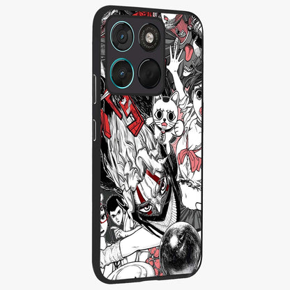 Crimson Chaos Panel Glass Case upright view showcasing intense crimson artwork with dramatic aesthetic style.