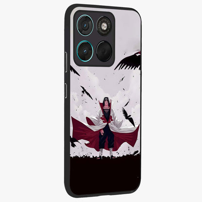 Crimson Crow Ascension Glass Case upright view showcasing dramatic crow artwork with bold gothic theme.