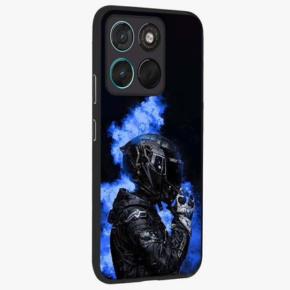 Cyber Sentinel Protocol Glass Case upright view showcasing advanced cyber sentinel artwork with futuristic tech theme.