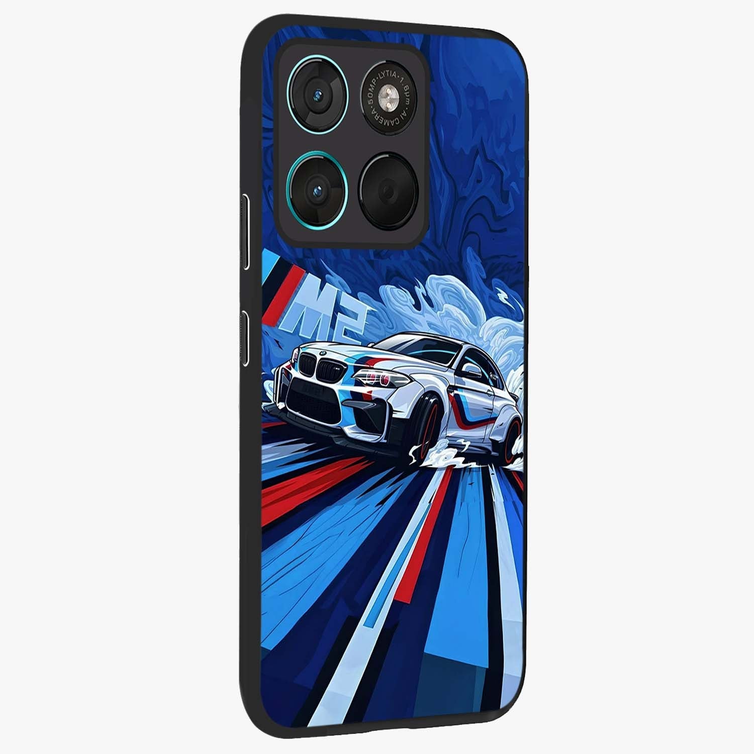 Drift Power Rush Glass Case upright view showcasing high speed racing artwork with bold automotive theme.