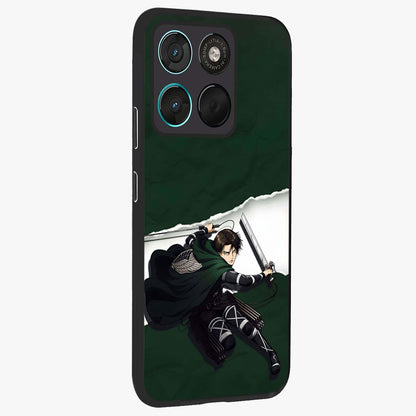 Emerald War Vanguard Glass Case upright view showcasing dramatic warrior artwork with bold fantasy theme.