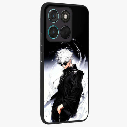Limitless Shadow King Glass Case upright view showcasing bold shadow warrior artwork with epic fantasy theme.