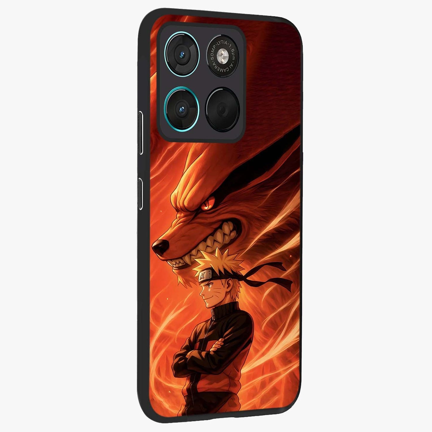 Nine Tails Legacy Glass Case upright view showcasing dramatic nine-tails artwork with intense anime themed design.