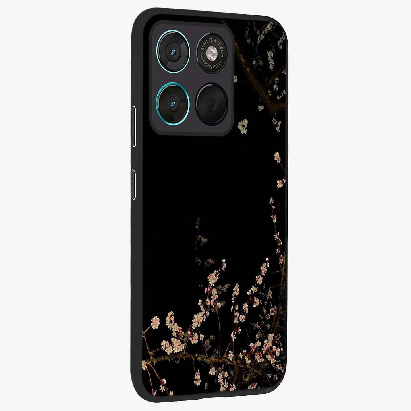 Petal Moon Light With Custom Name Glass Case upright view showcasing elegant floral moon artwork with personalized aesthetic.