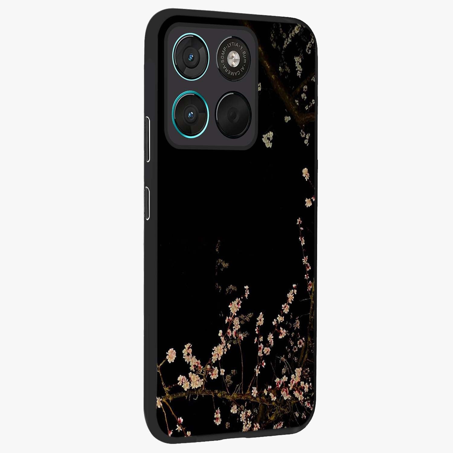 Petal Moon Light With Custom Name Glass Case upright view showcasing elegant floral moon artwork with personalized aesthetic.