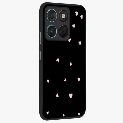 Pink Love Drops Glass Case upright view showcasing charming heart drop artwork with romantic playful theme.