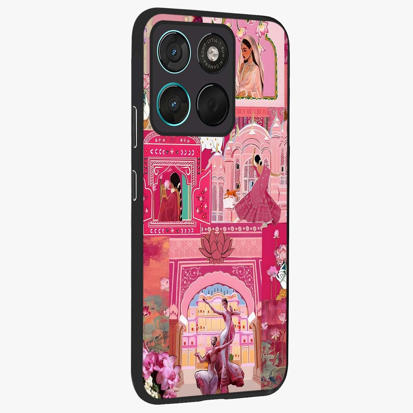 Pink Palace Muse Glass Case upright view showcasing artistic palace artwork with graceful royal theme.