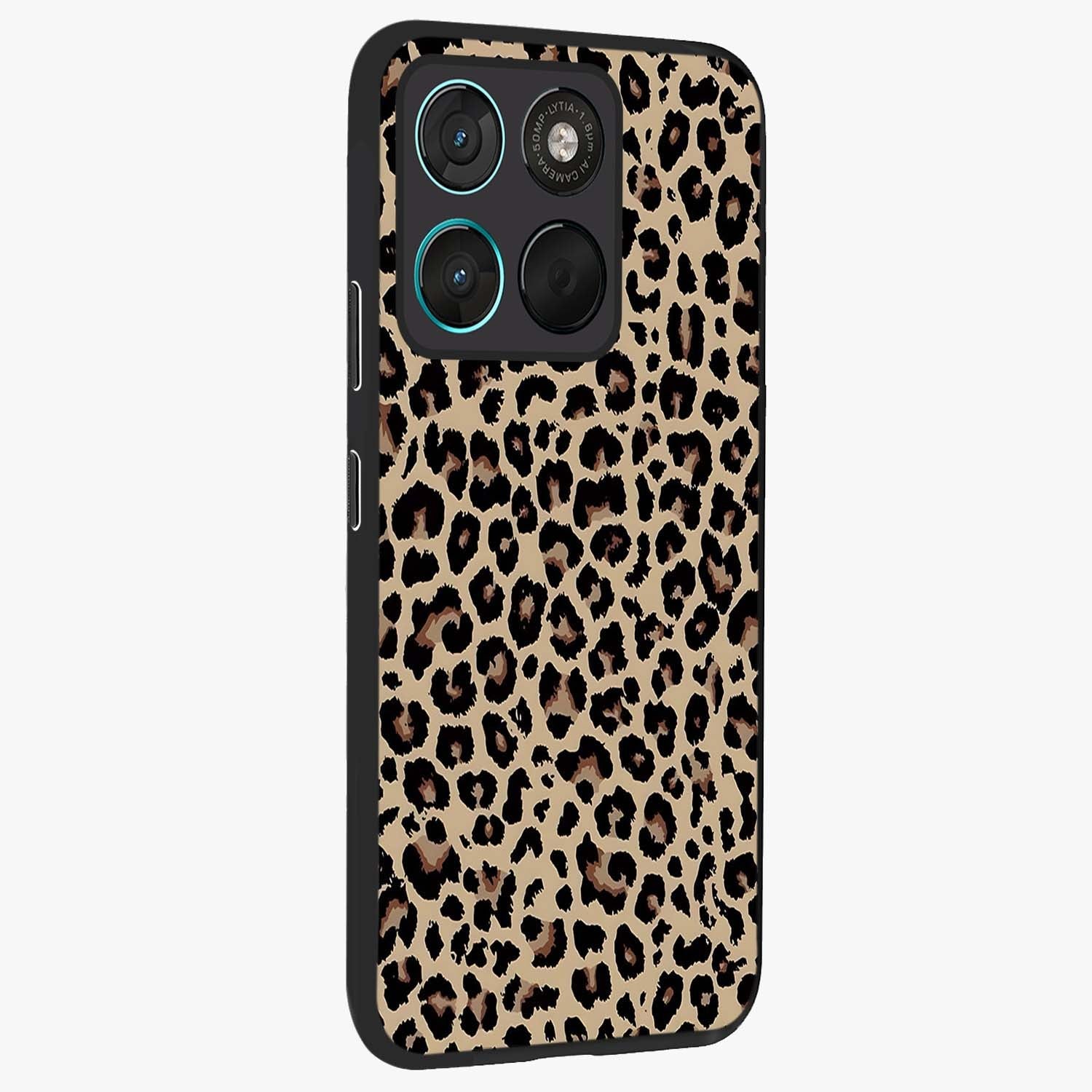 Savage Chic Pattern Glass Case upright view showcasing trendy decorative artwork with edgy fashion theme.