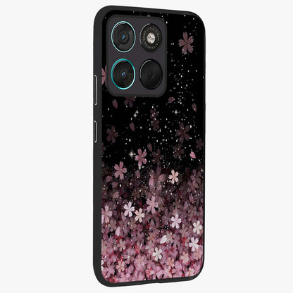 Small Starry Flowers Glass Case upright view showcasing charming floral artwork with dreamy starry theme.