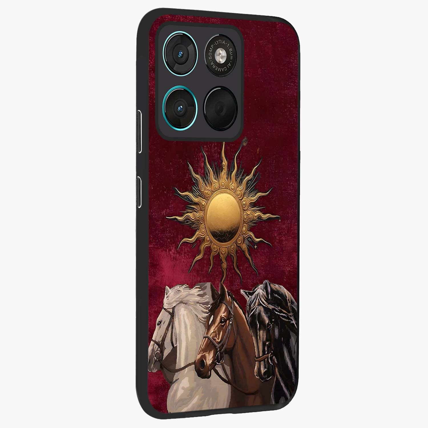 Solar Riders Glass Case upright view showcasing energetic rider artwork with bold adventure theme.