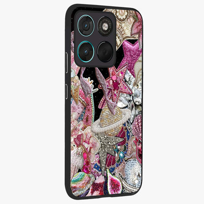 Starlit Jewel Dream Glass Case upright view showcasing radiant star inspired artwork with magical night theme.