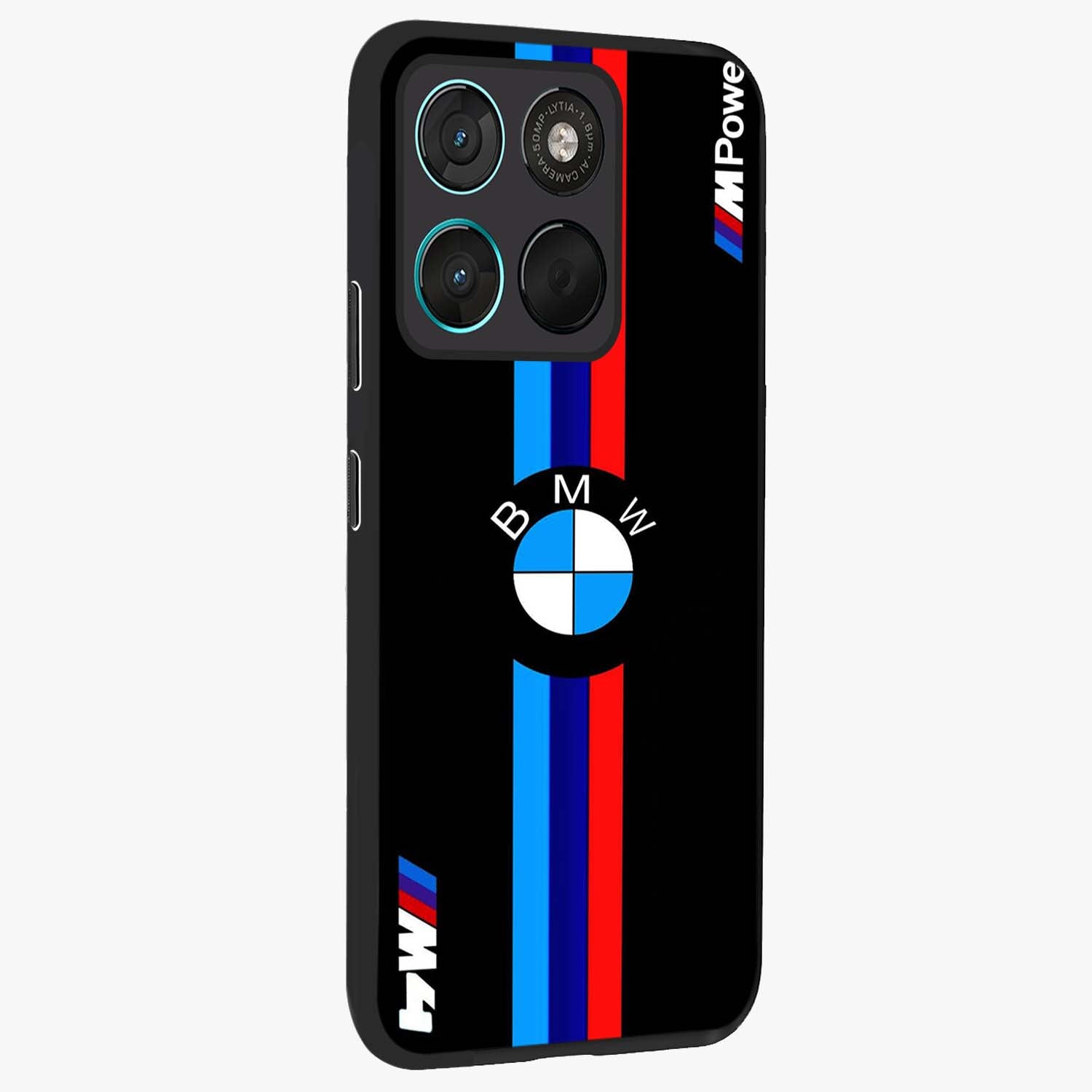 Turbo BMW Beast Glass Case upright view showcasing powerful car artwork with modern motorsport theme.