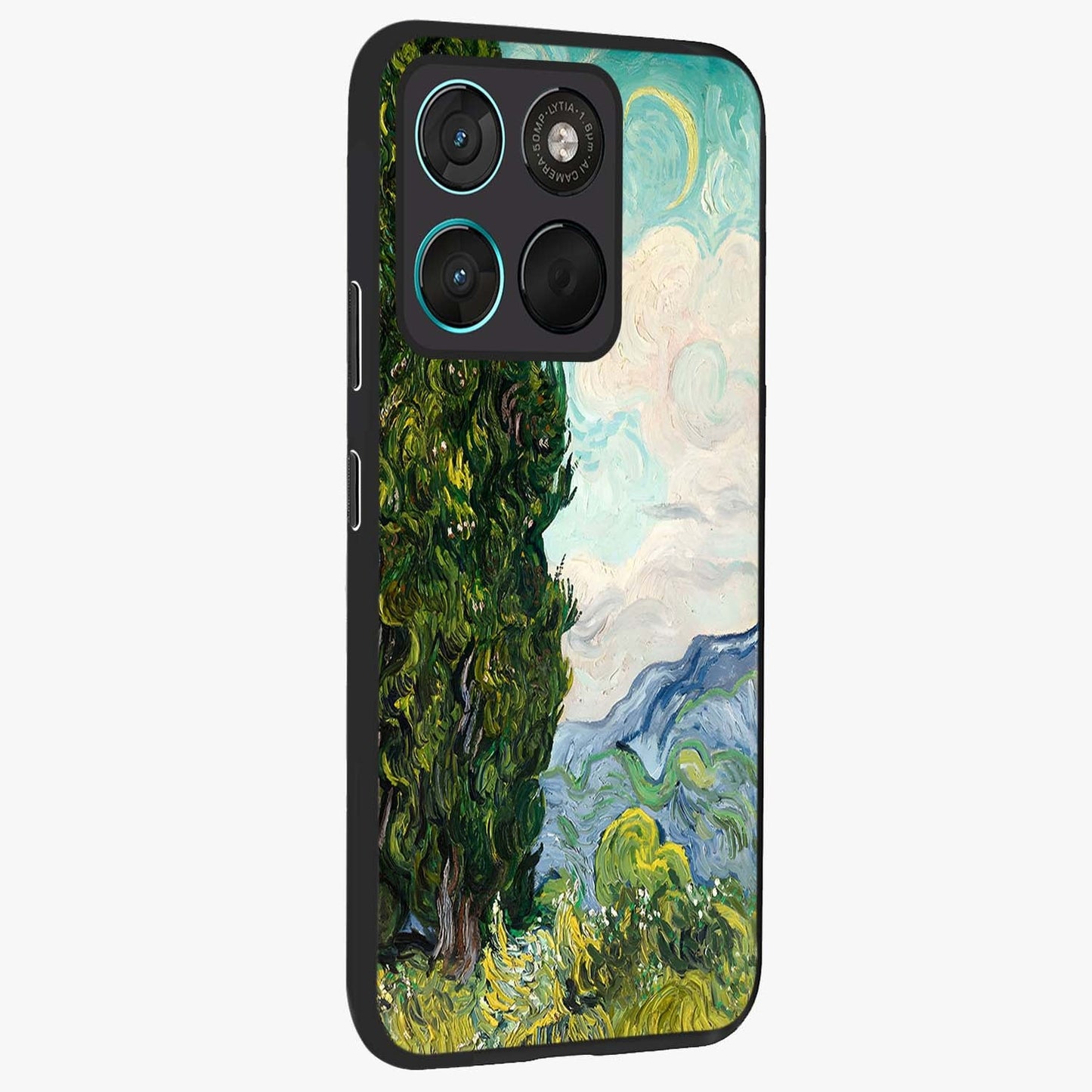 Van Gogh Vintage Art Glass Case upright view showcasing elegant vintage painting artwork with artistic heritage theme.
