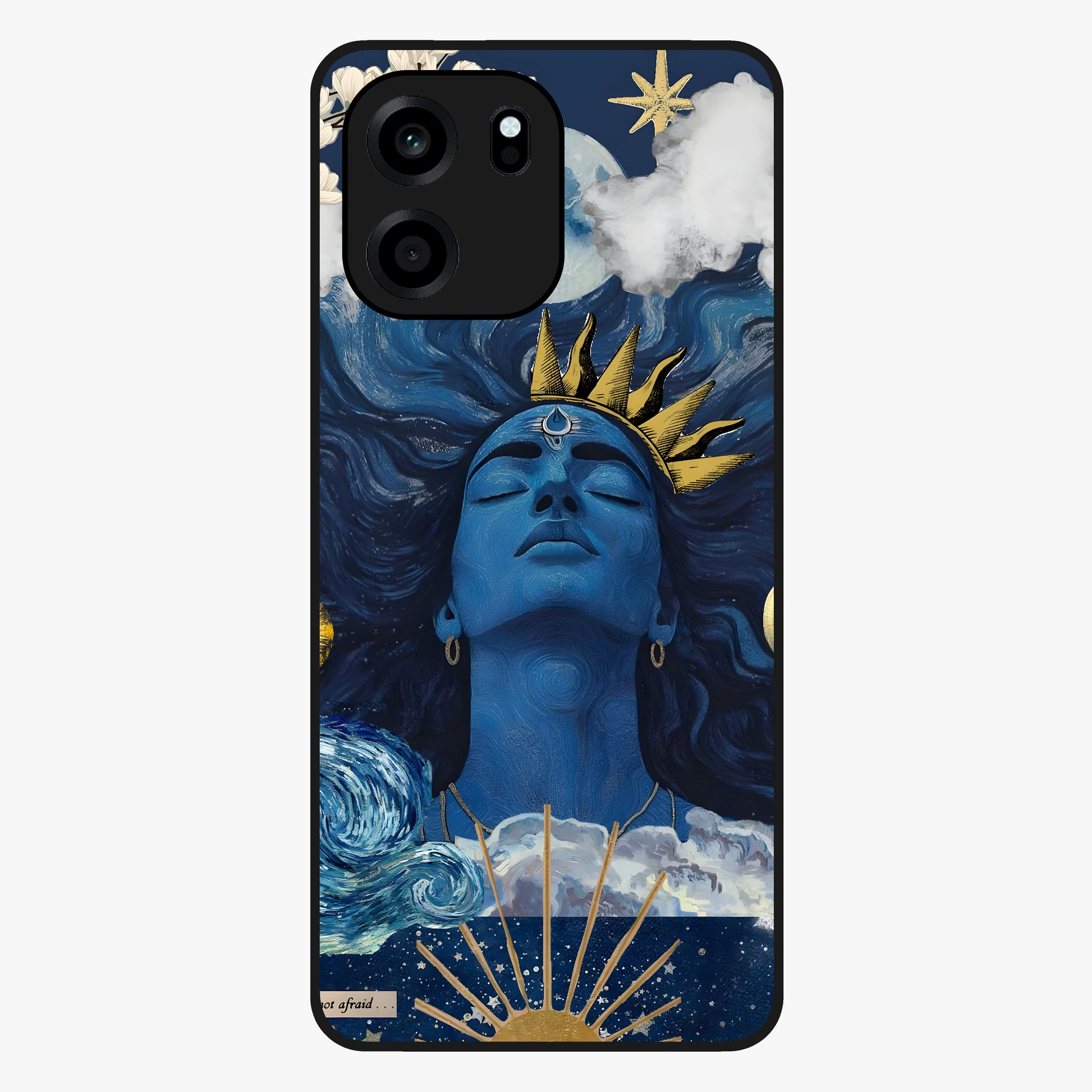 Aesthetic Lord Shiva Glass Case showing flat back view with divine Shiva artwork and glossy glass finish.