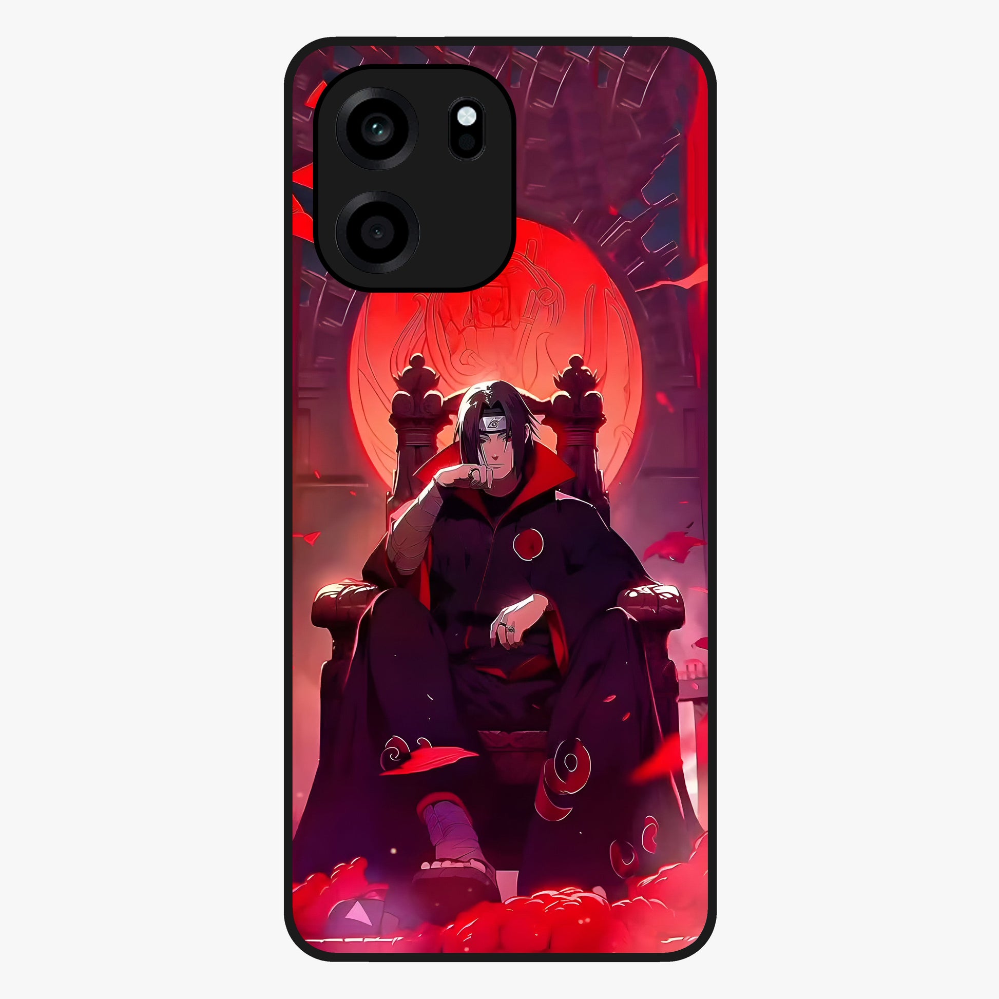 Blood Moon Sovereign Glass Case showing flat back view with mystical blood moon artwork and glossy glass finish.