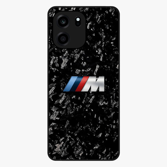 Carbon Speed Mark Glass Case showing flat back view with sporty carbon pattern artwork and glossy glass finish.