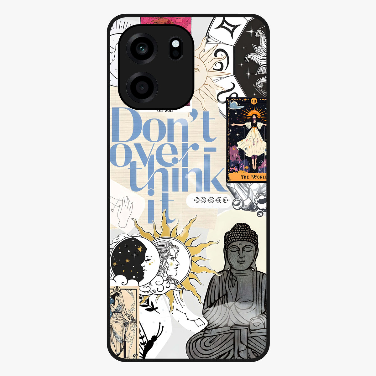 Ethereal Thoughts Glass Case showing flat back view with dreamy artistic artwork and glossy glass finish.
