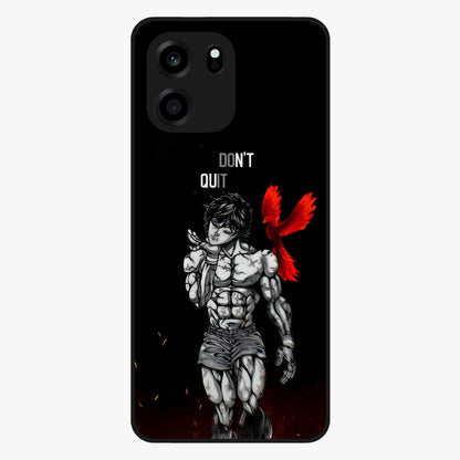 Rise Beyond Limits Glass Case showing flat back view with motivational typography artwork and glossy glass finish.
