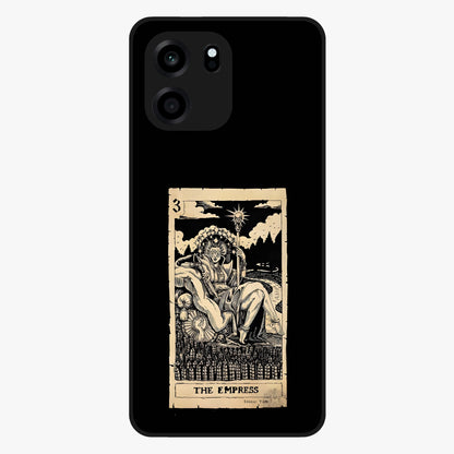 The Empress Glass Case showing flat back view with regal feminine artwork and glossy glass finish.
