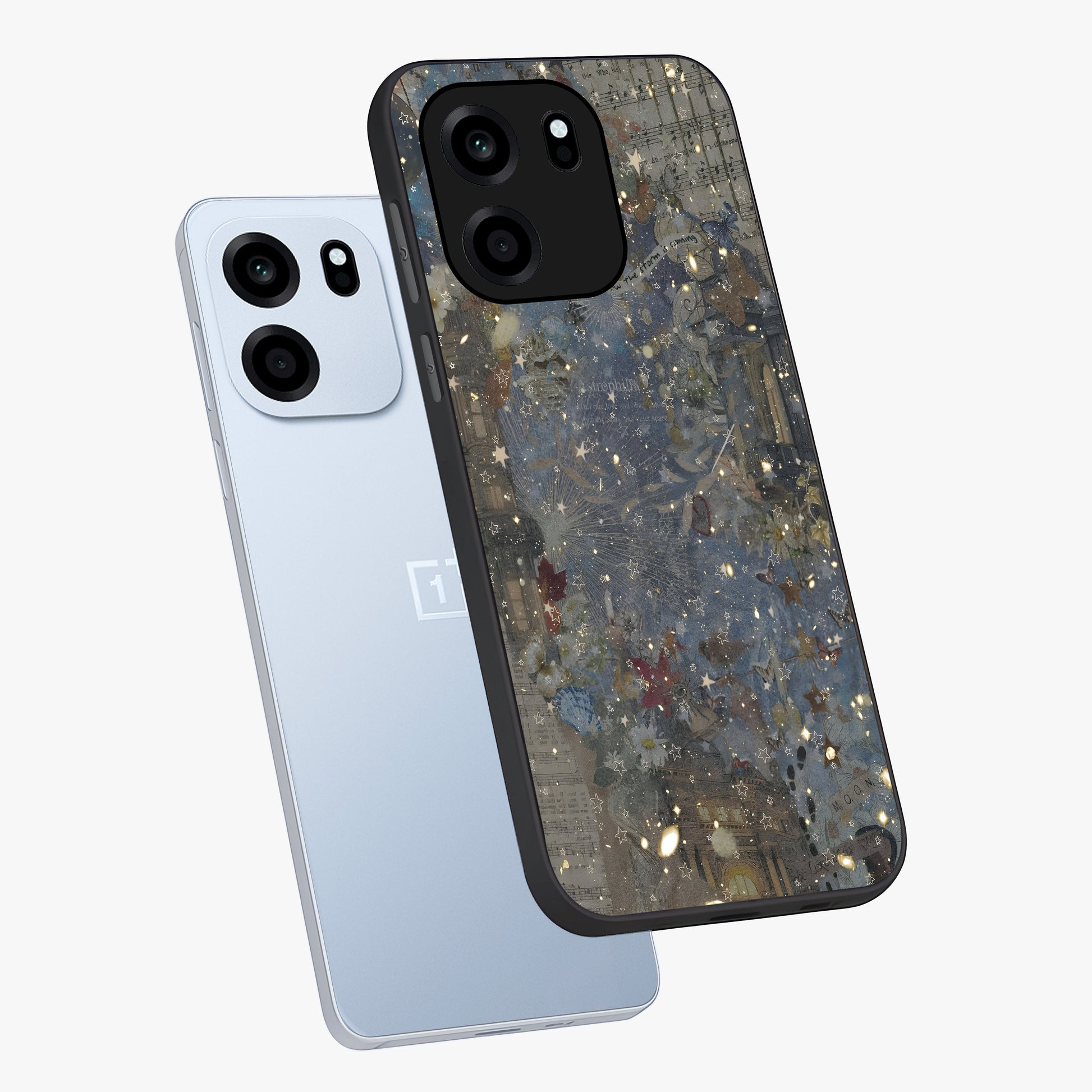 Aesthetic Astrolophia Glass Case displayed in angled mockup highlighting artistic aesthetic elements and smooth glass surface.