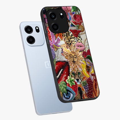 Beaded Fashion Jungle Glass Case displayed in angled mockup highlighting colorful fashion bead design and artistic pattern.