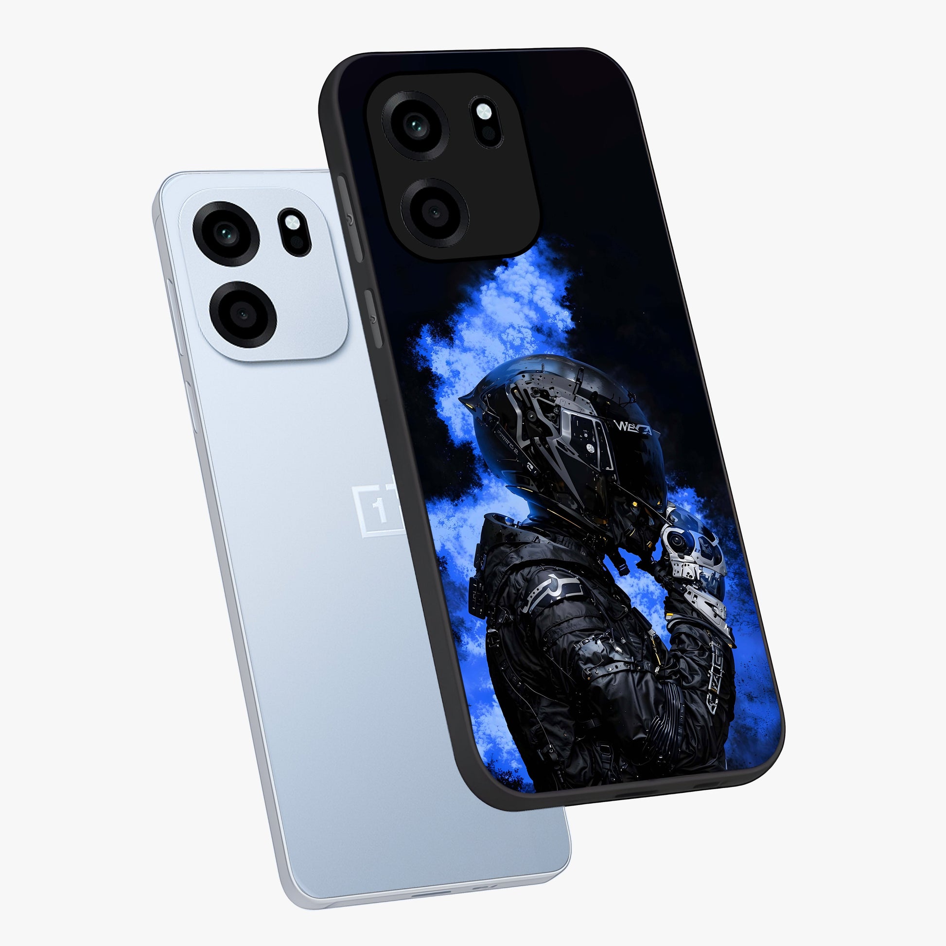 Cyber Sentinel Protocol Glass Case displayed in angled mockup highlighting digital cyber design with sci-fi aesthetic style.