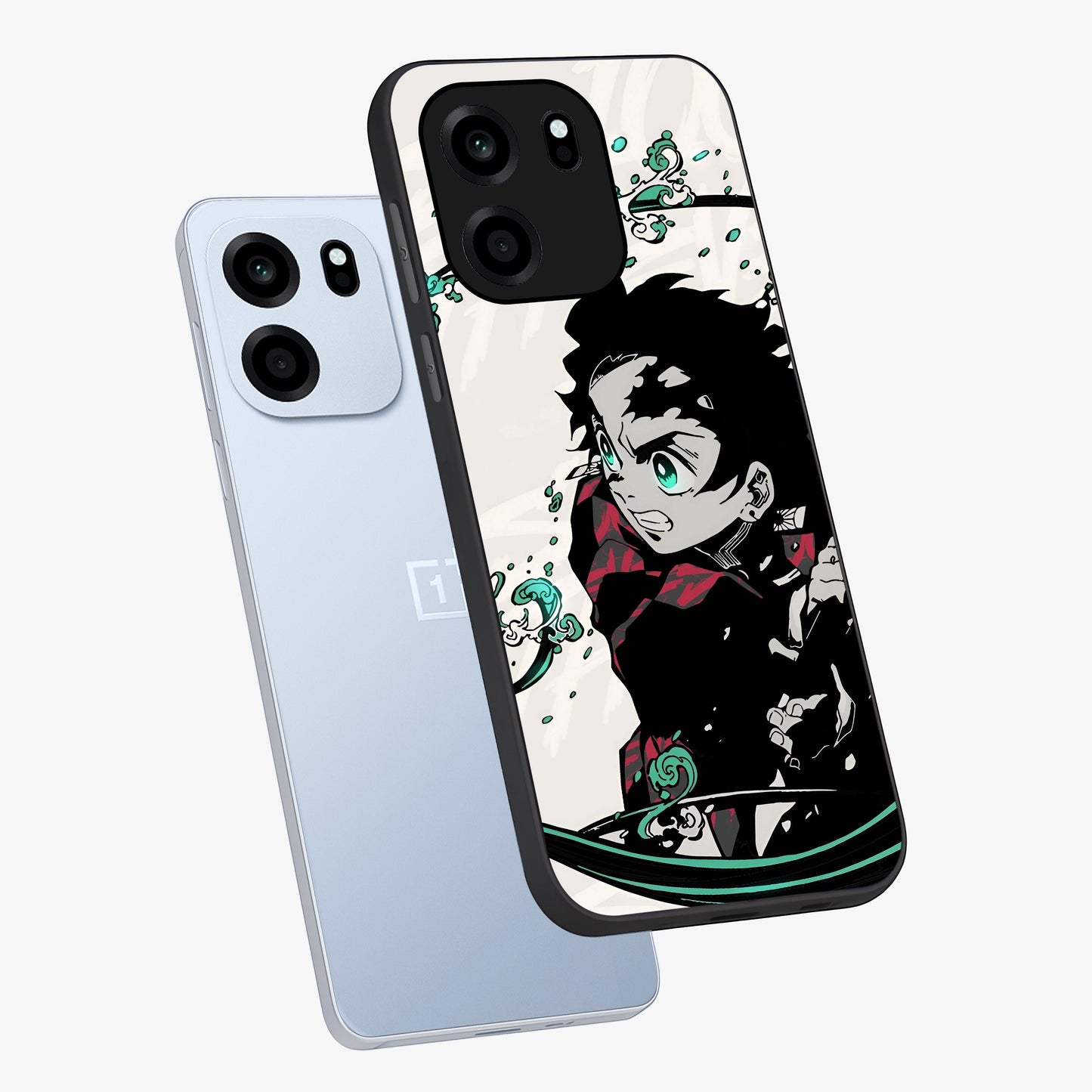 Demon Slayer Glass Case displayed in angled mockup highlighting dramatic anime character design with action aesthetic.