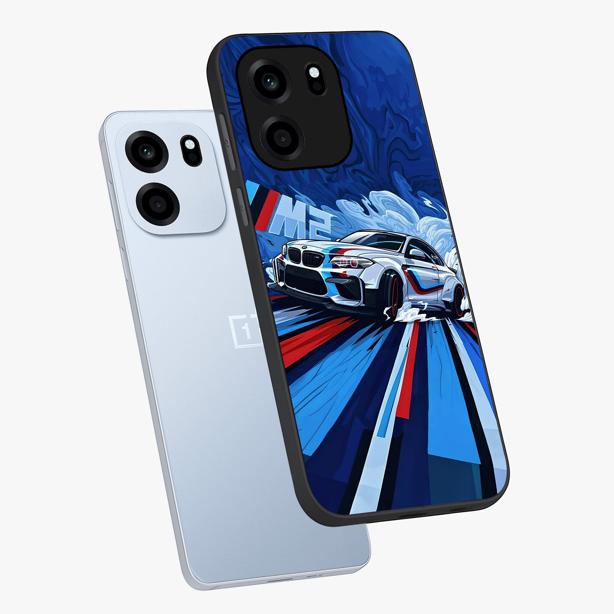 Drift Power Rush Glass Case displayed in angled mockup highlighting powerful drift car design with sporty aesthetic style.