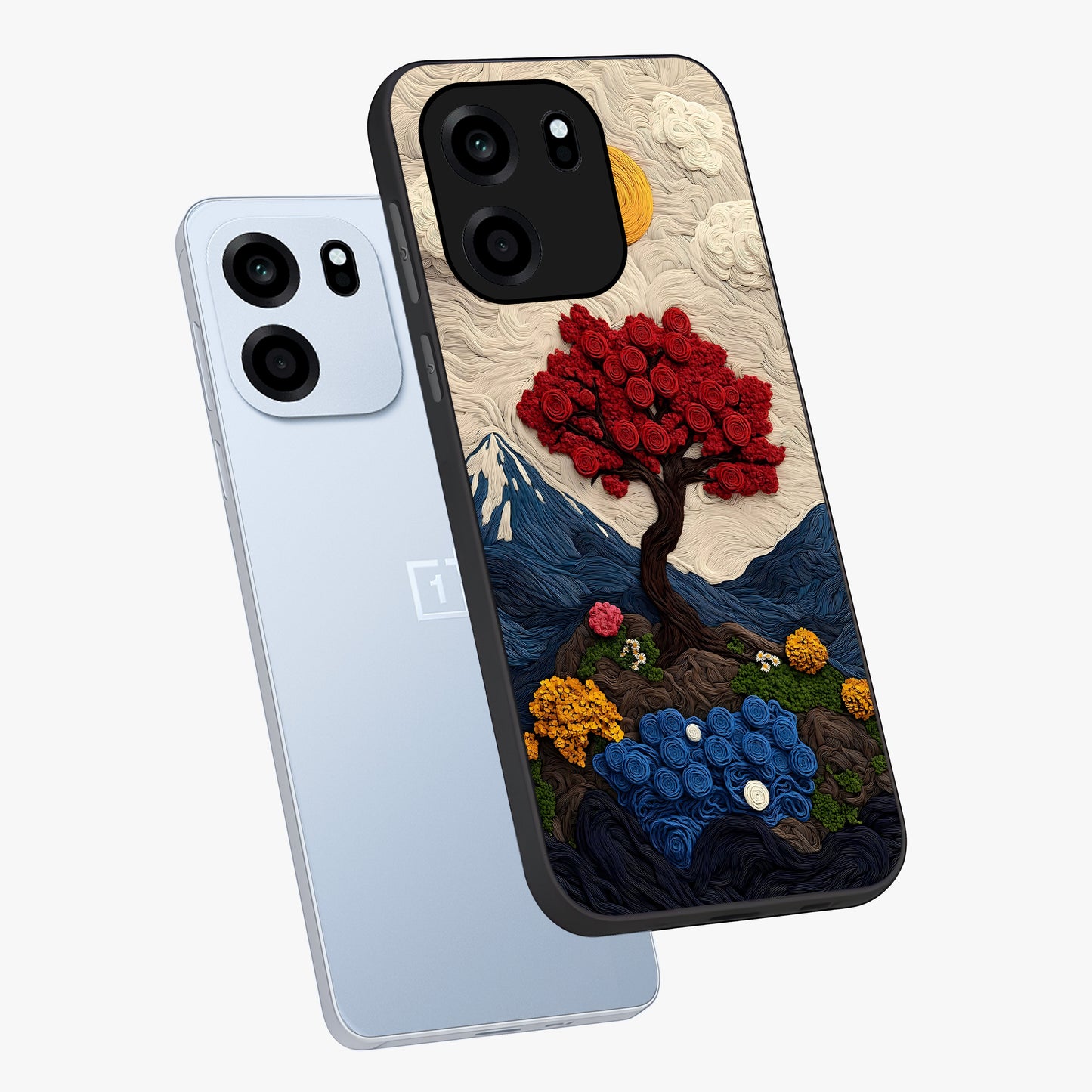 Eternal Nature Tapestry Glass Case displayed in angled mockup highlighting detailed botanical pattern with artistic aesthetic.