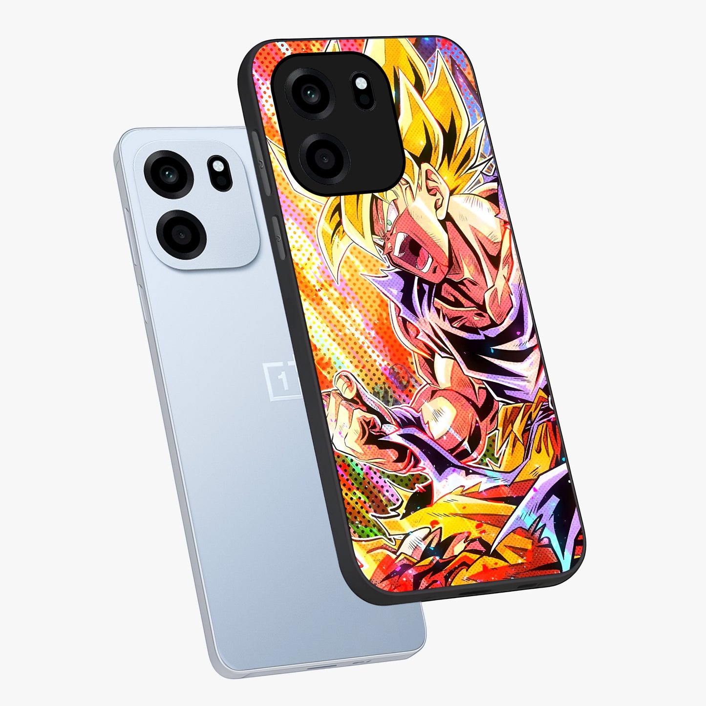 Firing Goku Glass Case displayed in angled mockup highlighting dynamic anime character design with action aesthetic.