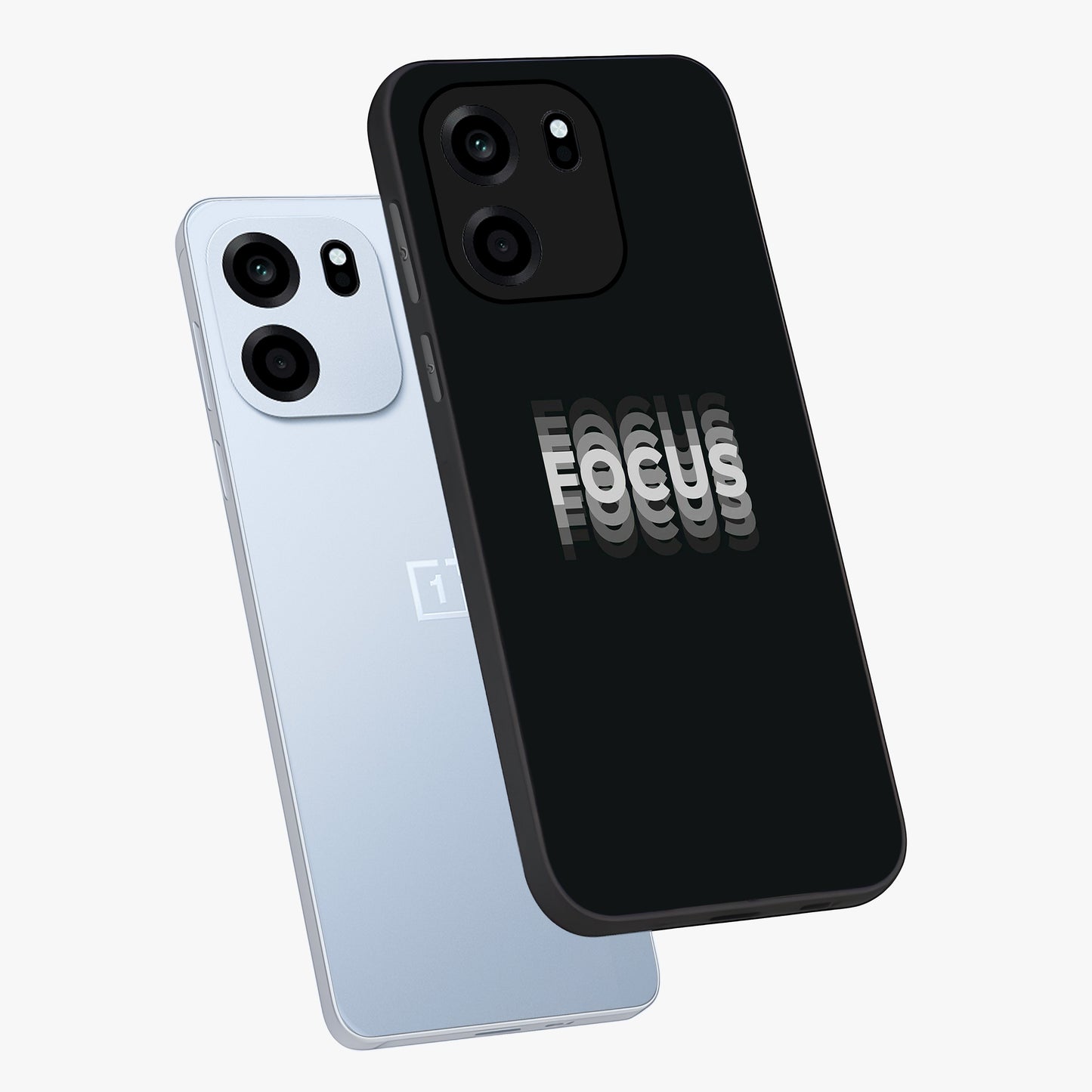 Focus Mode On Glass Case displayed in angled mockup highlighting clean minimal text artwork with modern aesthetic style.