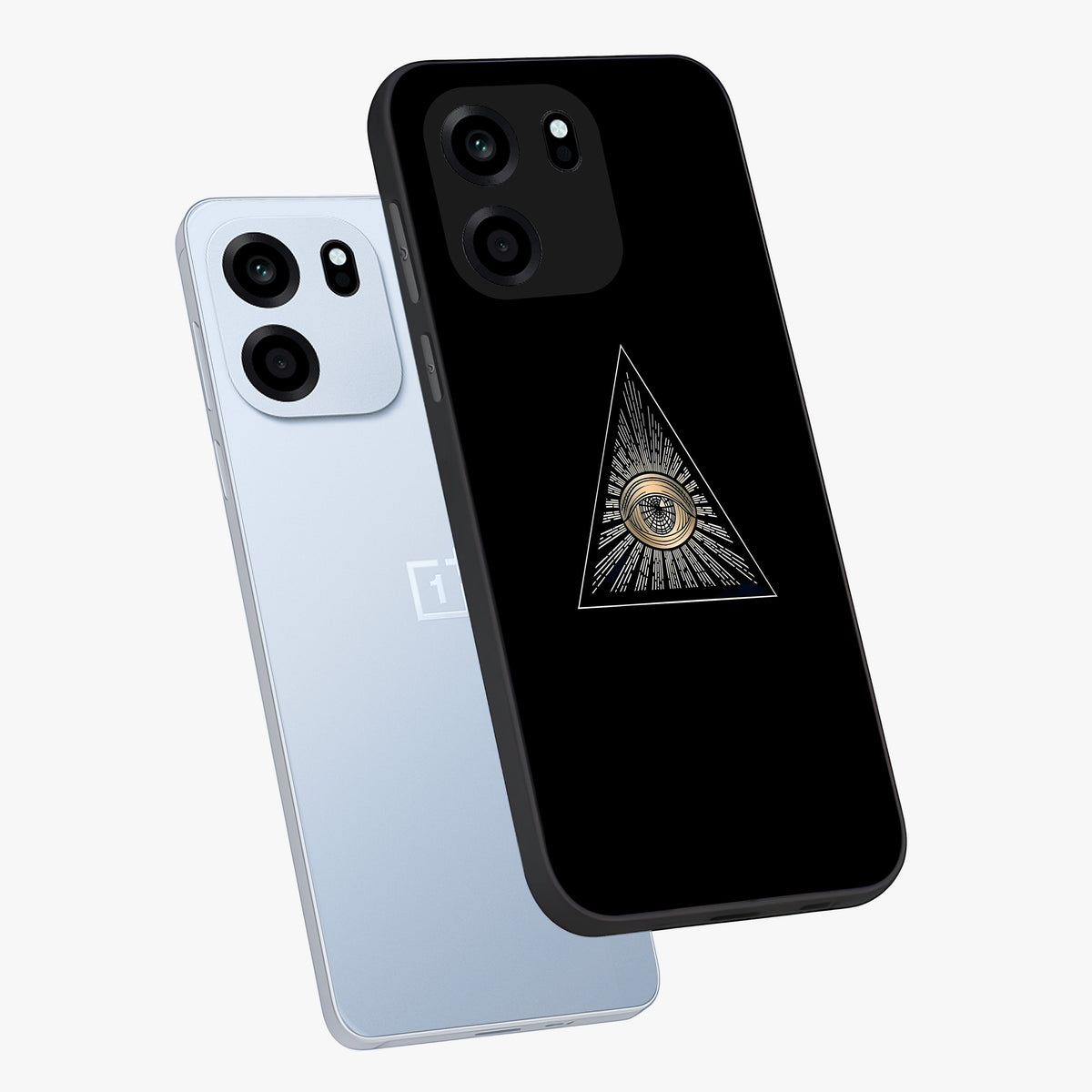 Illuminati Evil Glass Case displayed in angled mockup highlighting dark occult inspired design with bold aesthetic style.