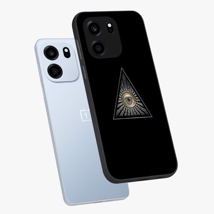 Illuminati Evil Glass Case displayed in angled mockup highlighting dark occult inspired design with bold aesthetic style.