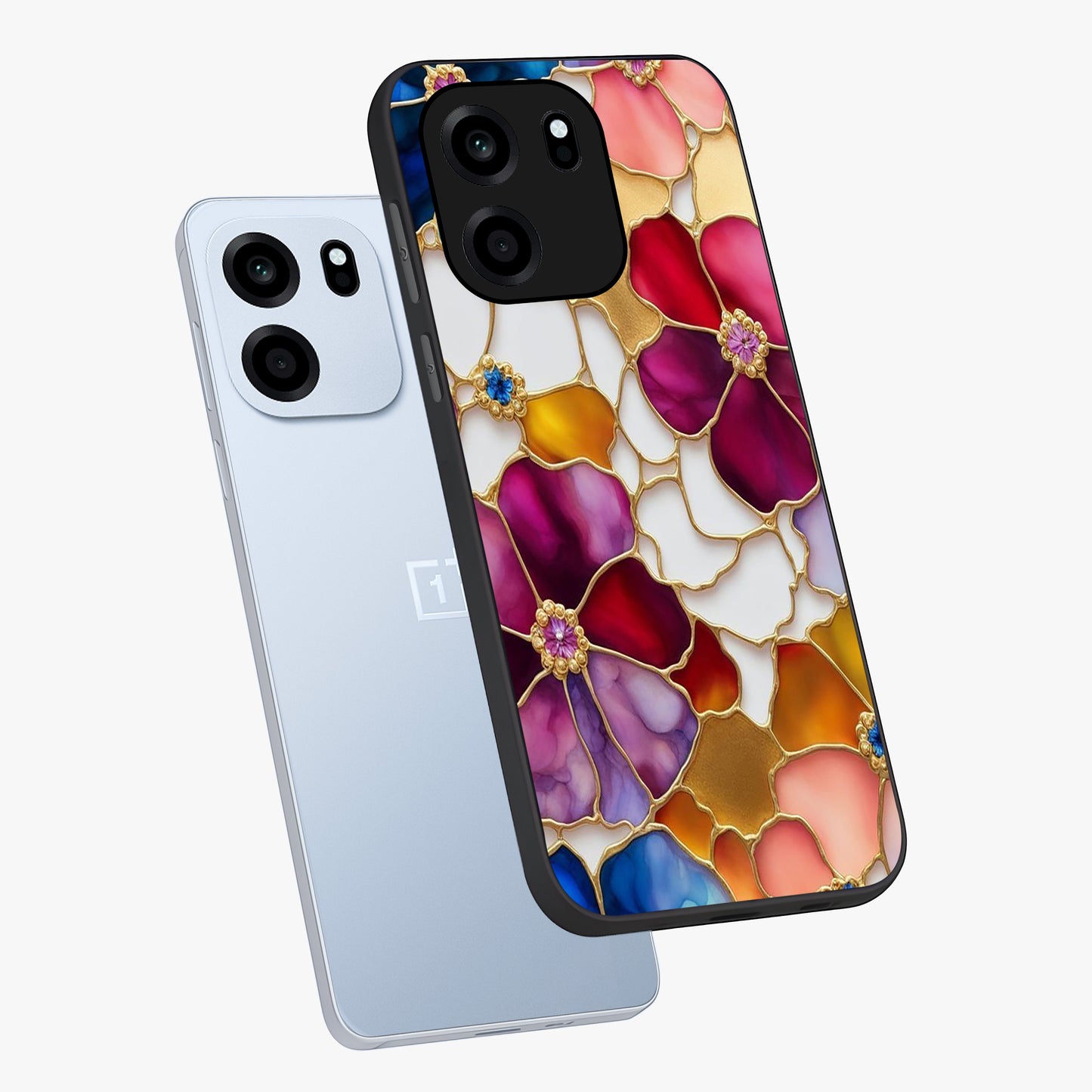 Marble Flower Pattern Glass Case displayed in angled mockup highlighting elegant marble floral design with modern aesthetic.