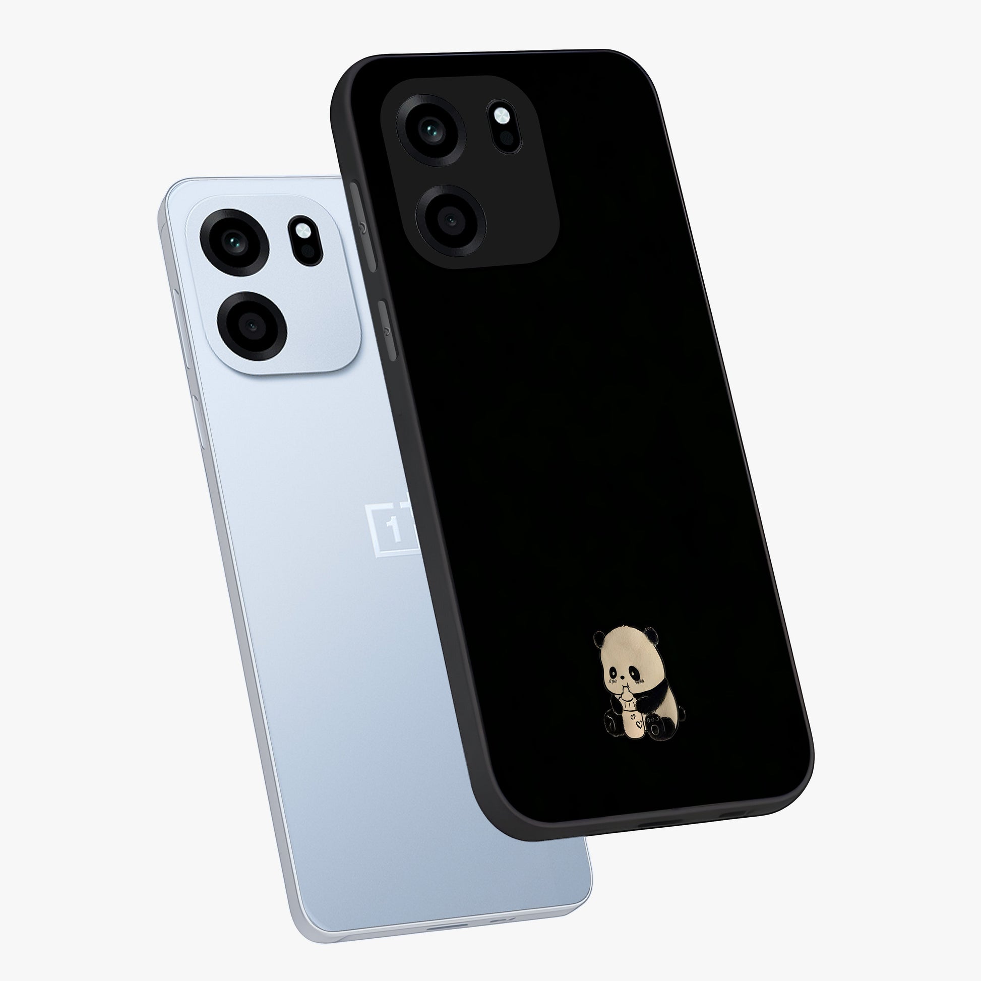 Midnight Panda Love Glass Case displayed in angled mockup highlighting adorable panda illustration with midnight aesthetic.