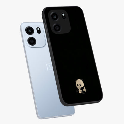 Midnight Panda Love Glass Case displayed in angled mockup highlighting adorable panda illustration with midnight aesthetic.