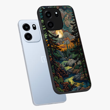 Moonlight Forest Dream Glass Case displayed in angled mockup highlighting dreamy forest design with glowing moon aesthetic.