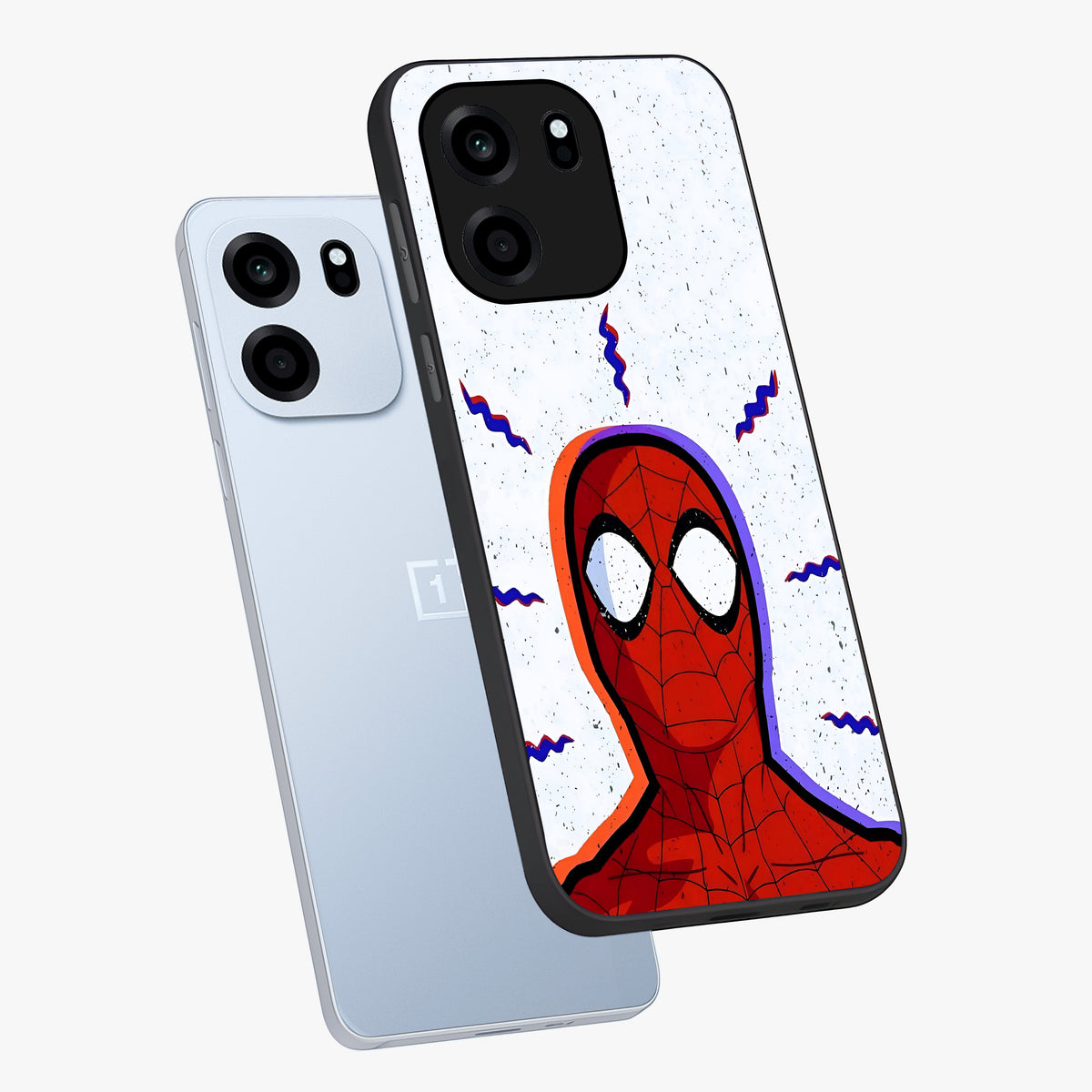 Omg Spiderman Glass Case displayed in angled mockup highlighting dynamic hero illustration with action comic aesthetic.