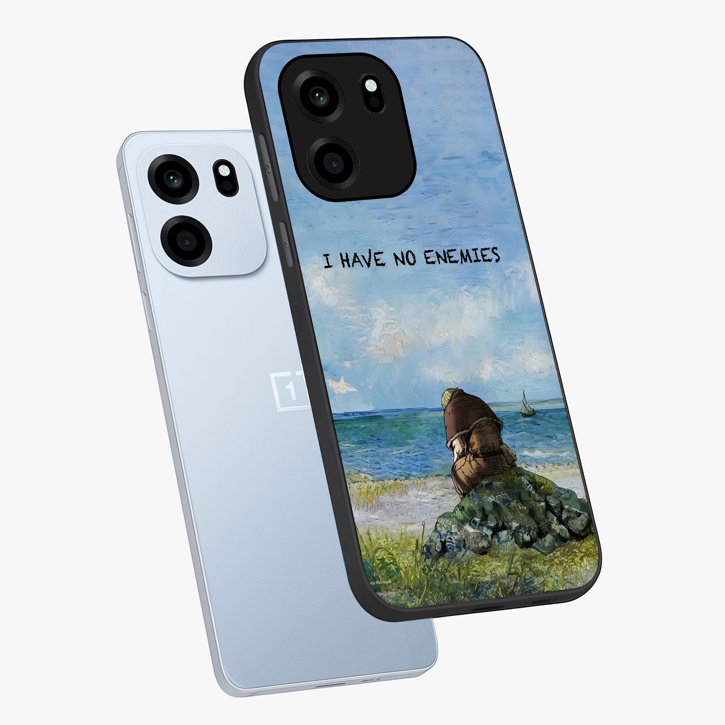 Peace Beyond War Glass Case displayed in angled mockup highlighting meaningful message design with artistic aesthetic style.