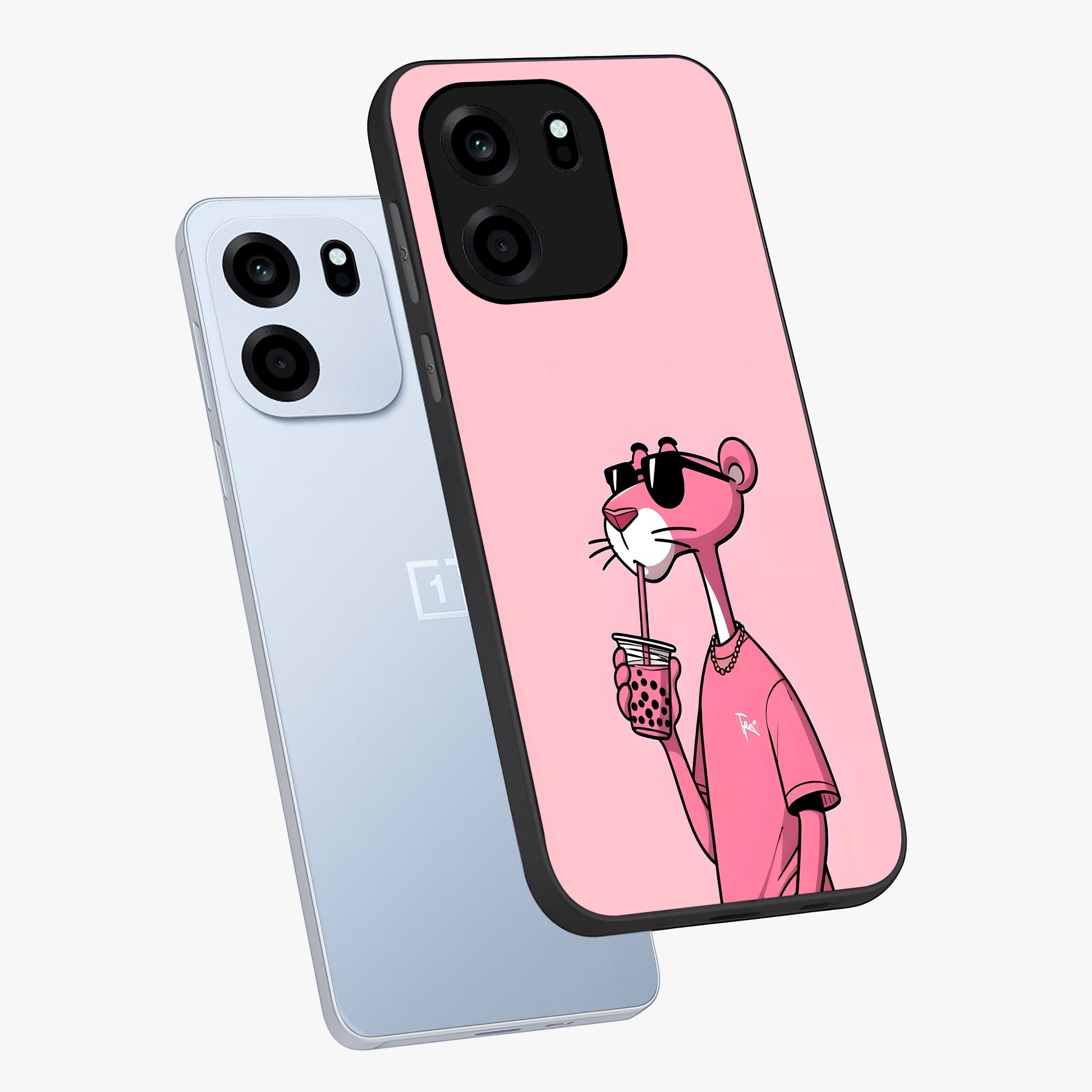 Pink Panther Glass Case displayed in angled mockup highlighting playful cartoon character design with vibrant pink aesthetic.