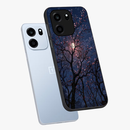 Twilight Sakura Serenade Glass Case displayed in angled mockup highlighting delicate sakura flower design with dreamy aesthetic.